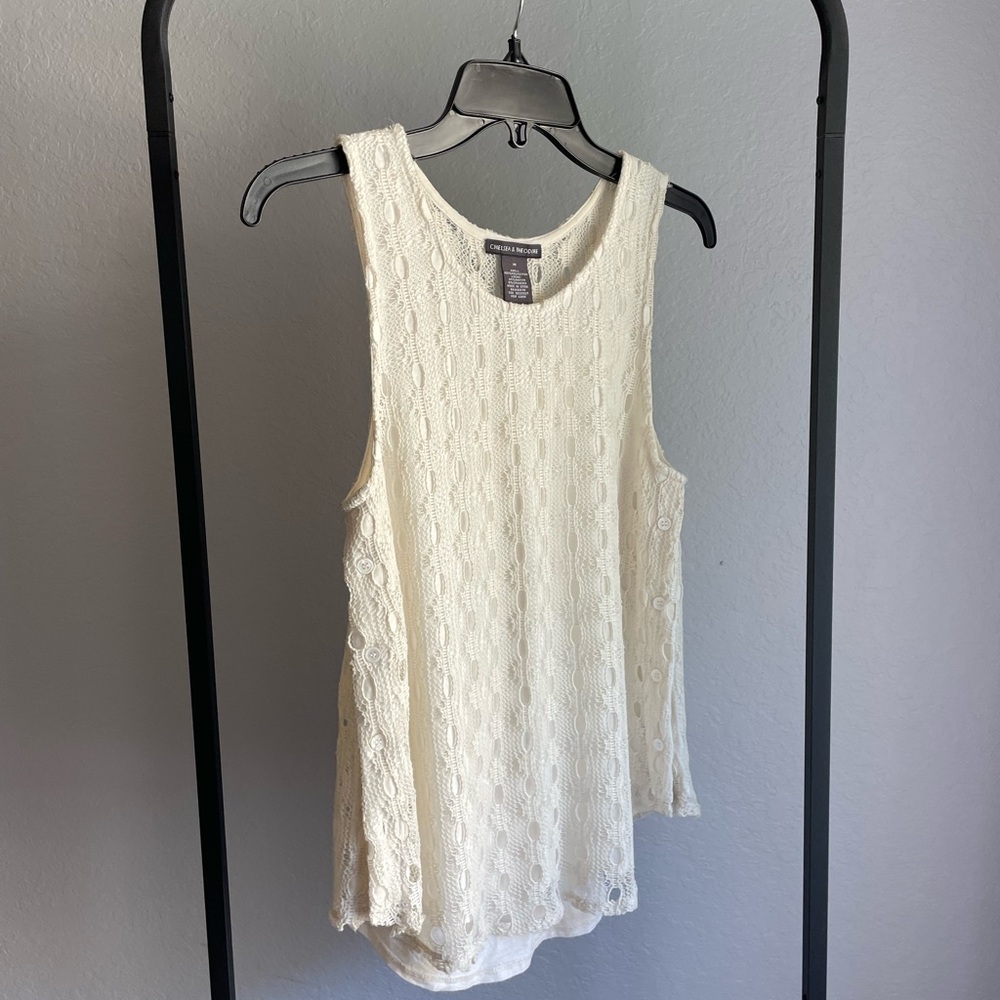 Cream Lacy Tank